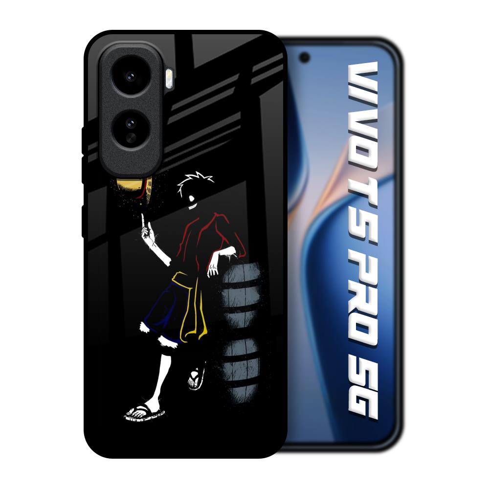 Luffy Line Art Vivo T5 Pro 5G Glass Back Cover Online