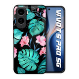 Tropical Leaves & Pink Flowers Vivo T5 Pro 5G Glass Back Cover Online