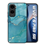 Blue Golden Glitter Vivo T5 Pro 5G Glass Back Cover Online