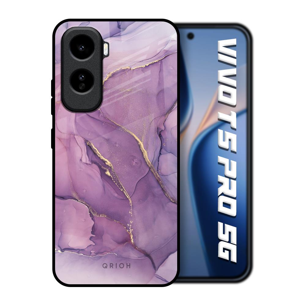 Purple Gold Marble Vivo T5 Pro 5G Glass Back Cover Online