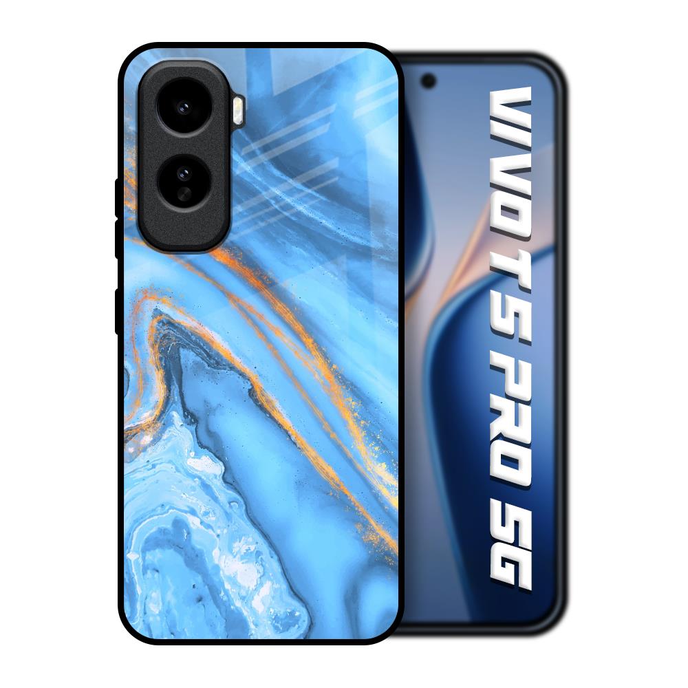 Vibrant Blue Marble Vivo T5 Pro 5G Glass Back Cover Online