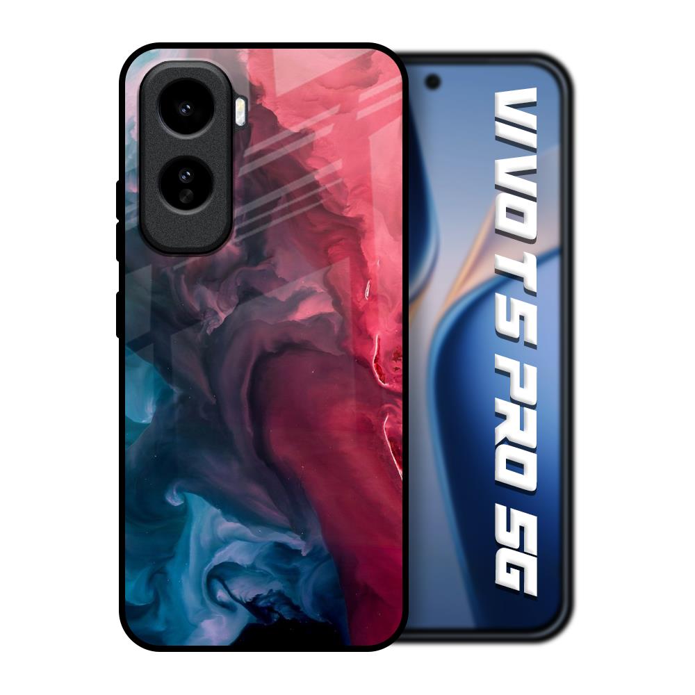 Blue & Red Smoke Vivo T5 Pro 5G Glass Back Cover Online