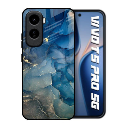 Blue Cool Marble Vivo T5 Pro 5G Glass Back Cover Online
