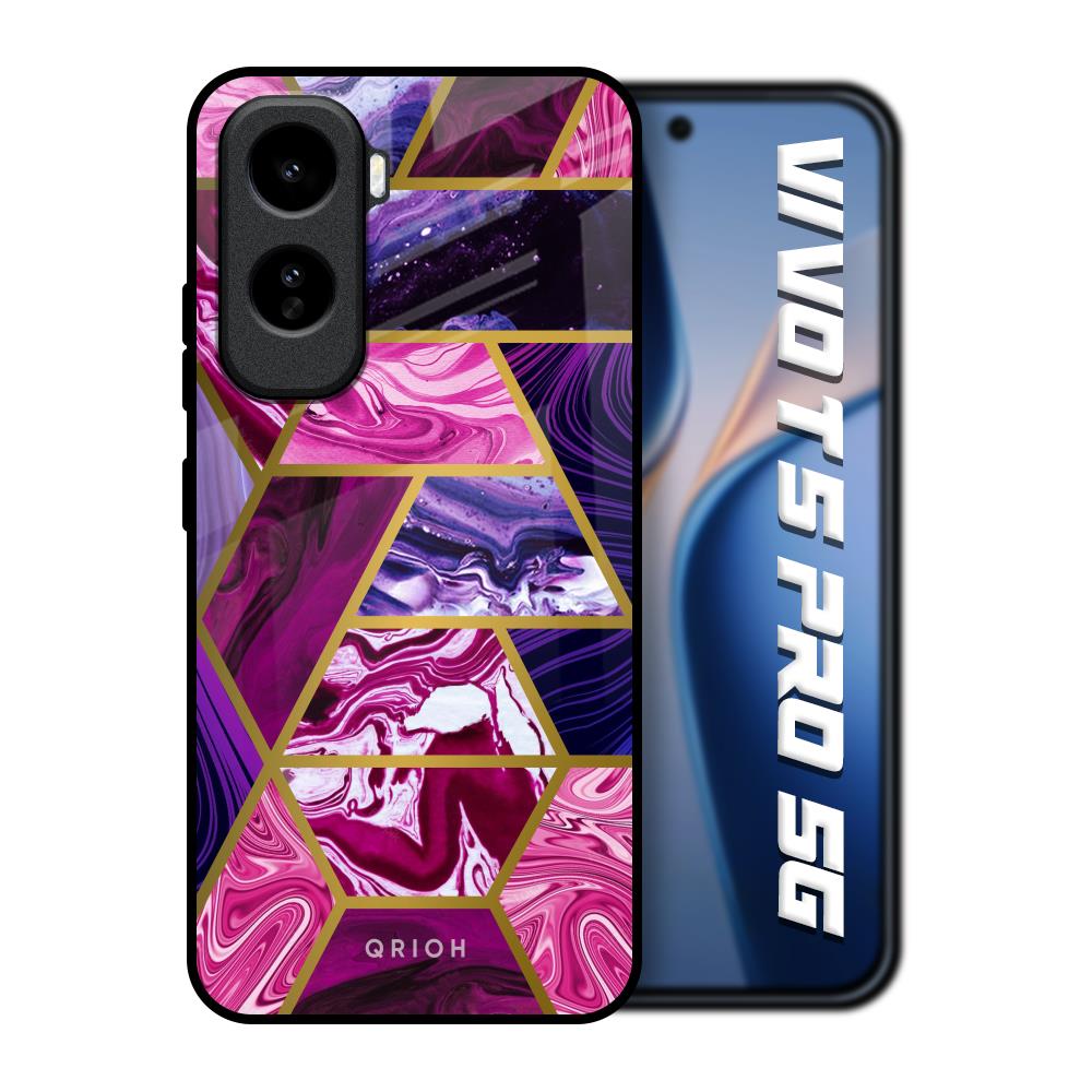 Electroplated Geometric Marble Vivo T5 Pro 5G Glass Back Cover Online