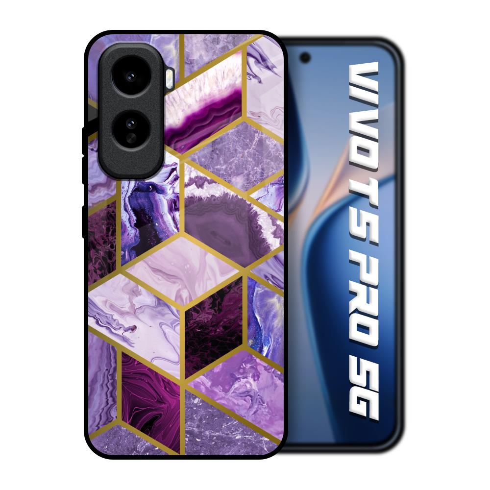 Purple Rhombus Marble Vivo T5 Pro 5G Glass Back Cover Online