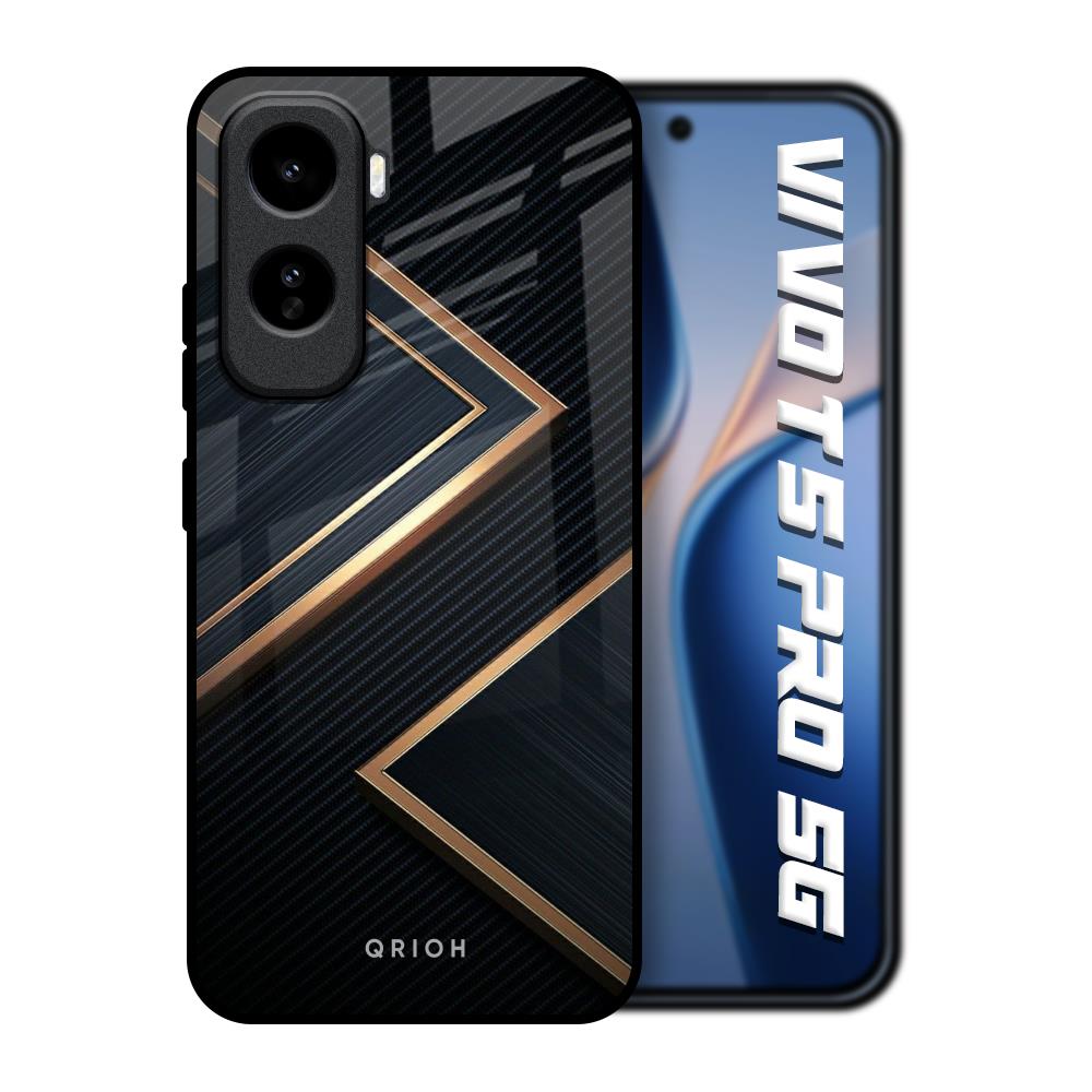 Sleek Golden & Navy Vivo T5 Pro 5G Glass Back Cover Online