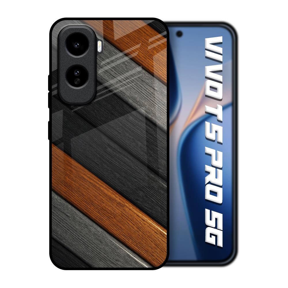 Tri Color Wood Vivo T5 Pro 5G Glass Back Cover Online