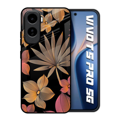 Lines Pattern Flowers Vivo T5 Pro 5G Glass Back Cover Online