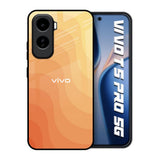 Orange Curve Pattern Vivo T5 Pro 5G Glass Back Cover Online