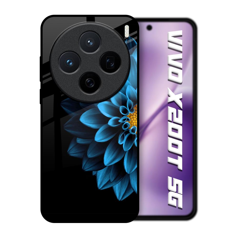 Half Blue Flower Vivo X200T 5G Glass Back Cover Online