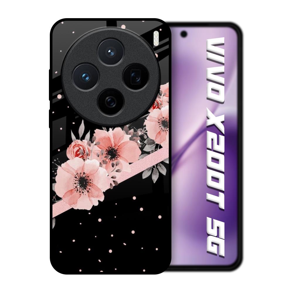 Floral Black Band Vivo X200T 5G Glass Back Cover Online