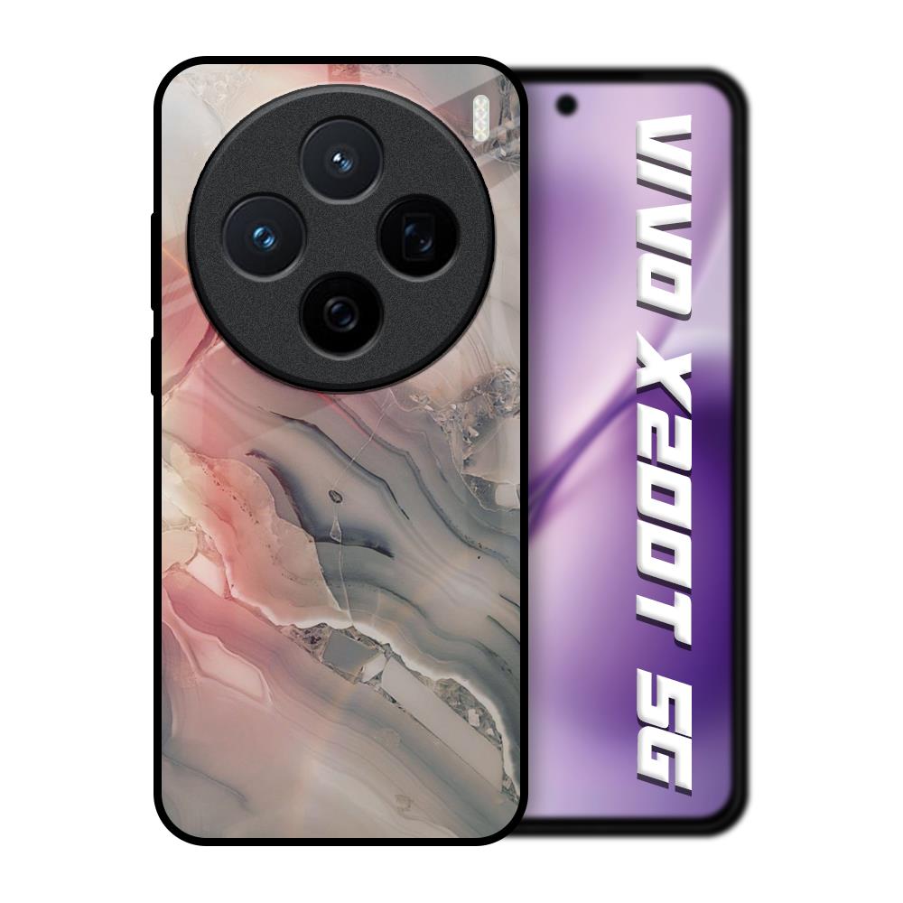 Pink And Grey Marble Vivo X200T 5G Glass Back Cover Online