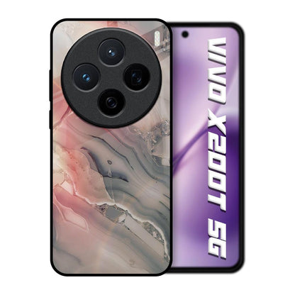 Pink And Grey Marble Vivo X200T 5G Glass Back Cover Online