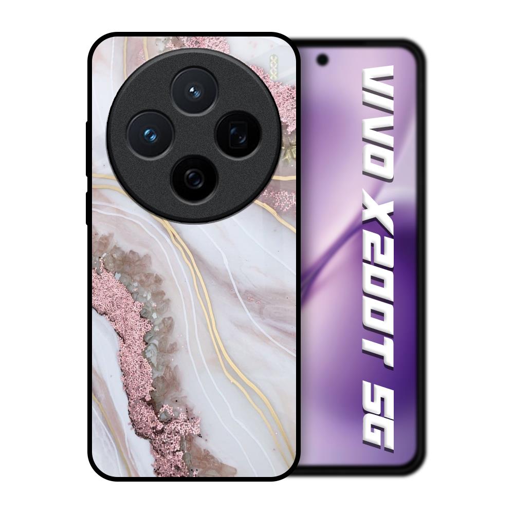 Pink & Gold Gllitter Marble Vivo X200T 5G Glass Back Cover Online