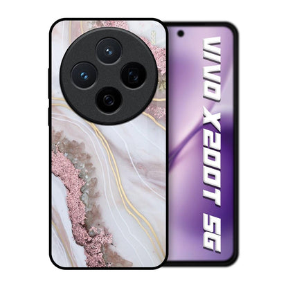 Pink & Gold Gllitter Marble Vivo X200T 5G Glass Back Cover Online