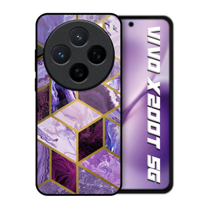 Purple Rhombus Marble Vivo X200T 5G Glass Back Cover Online