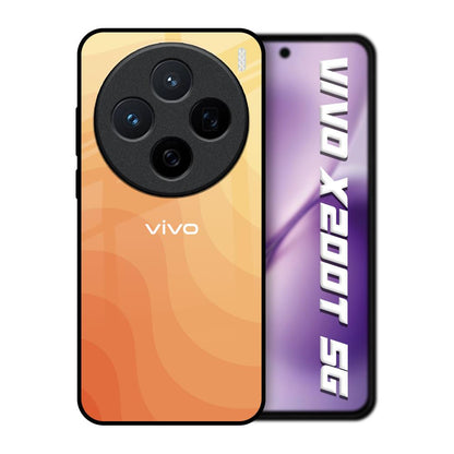 Orange Curve Pattern Vivo X200T 5G Glass Back Cover Online