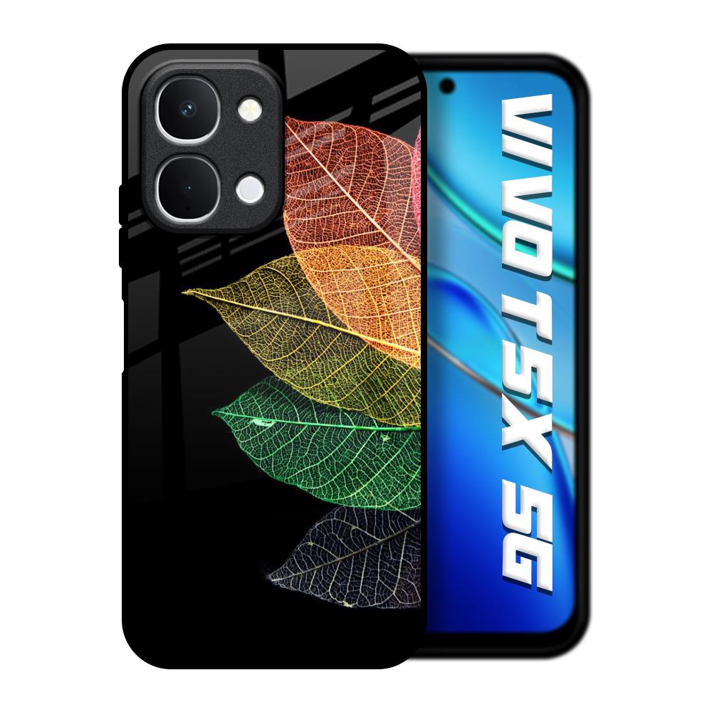 Colorful Leaves Vivo T5x 5G Glass Back Cover Online