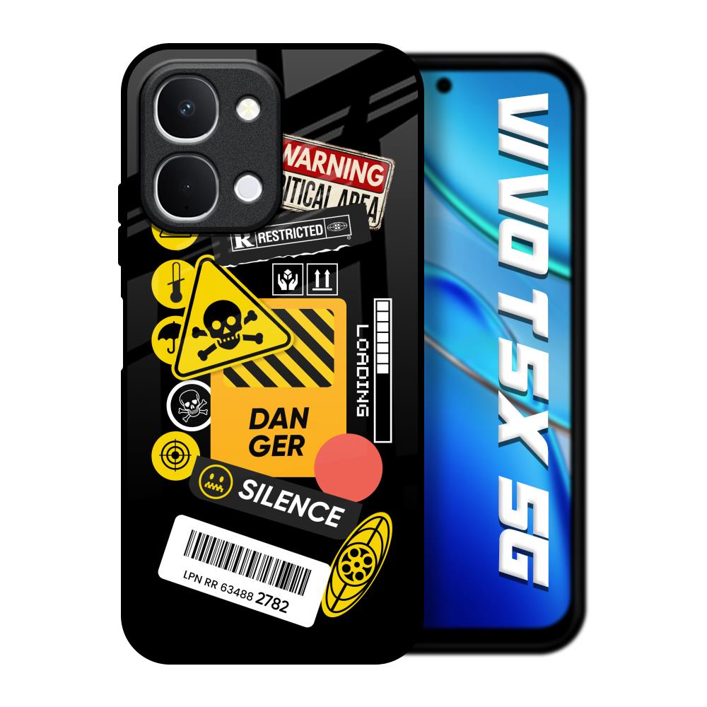 Danger Signs Vivo T5x 5G Glass Back Cover Online