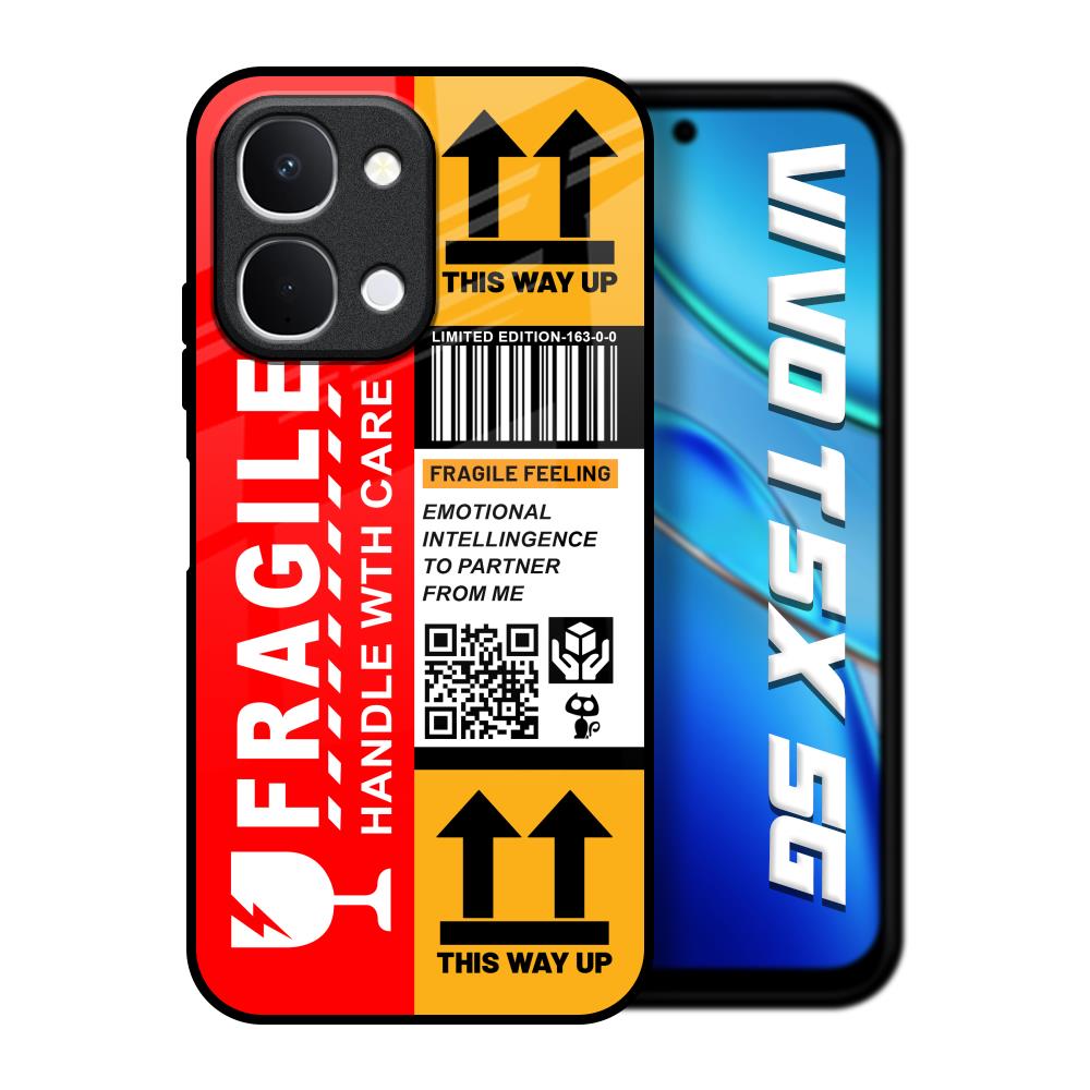 Handle With Care Vivo T5x 5G Glass Back Cover Online