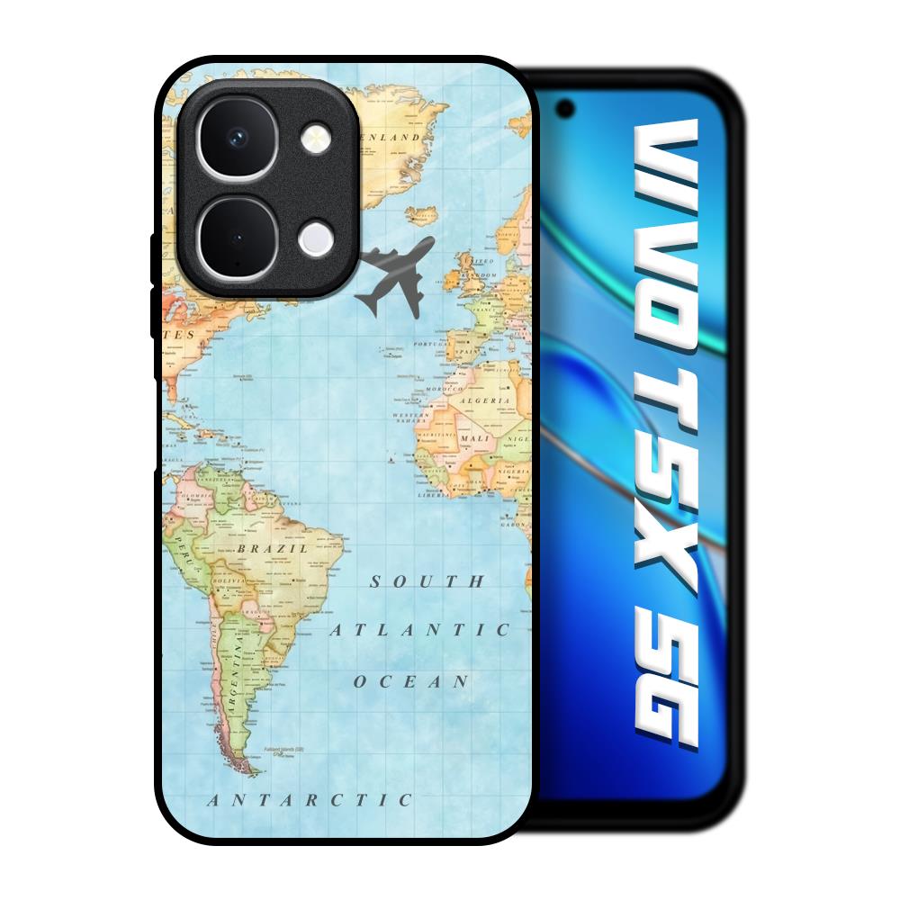 Travel Map Vivo T5x 5G Glass Back Cover Online