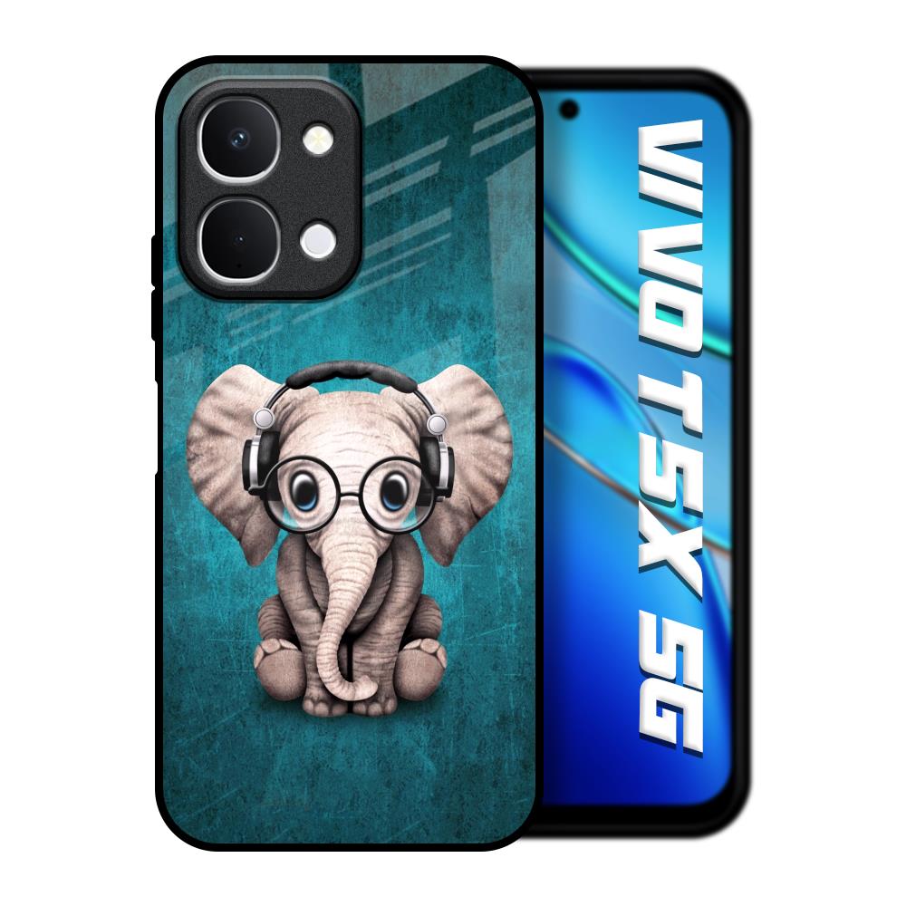 Adorable Baby Elephant Vivo T5x 5G Glass Back Cover Online