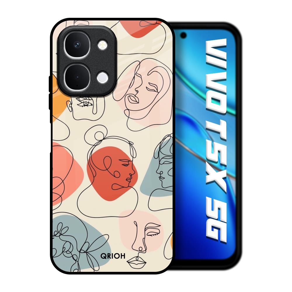 Abstract Faces Vivo T5x 5G Glass Back Cover Online