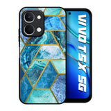 Turquoise Geometrical Marble Vivo T5x 5G Glass Back Cover Online