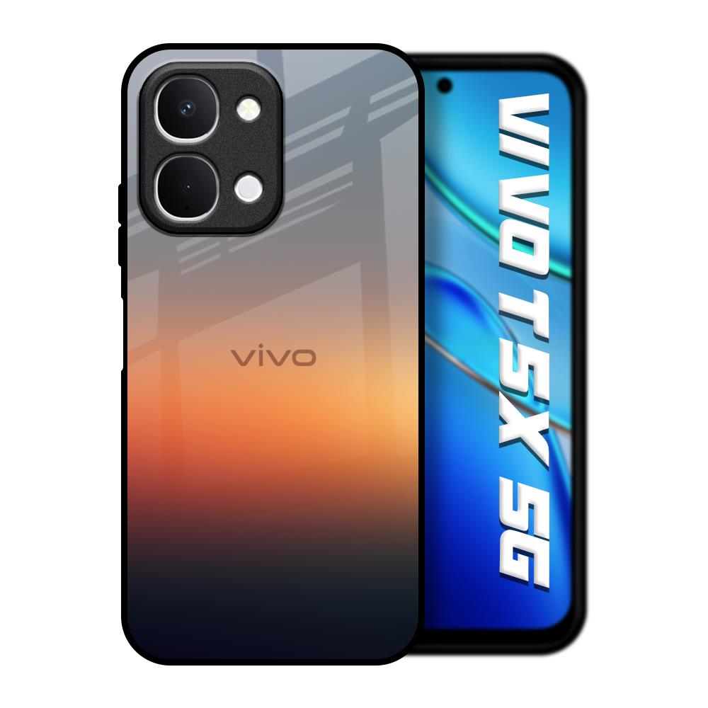 Aesthetic Orange Vivo T5x 5G Glass Back Cover Online