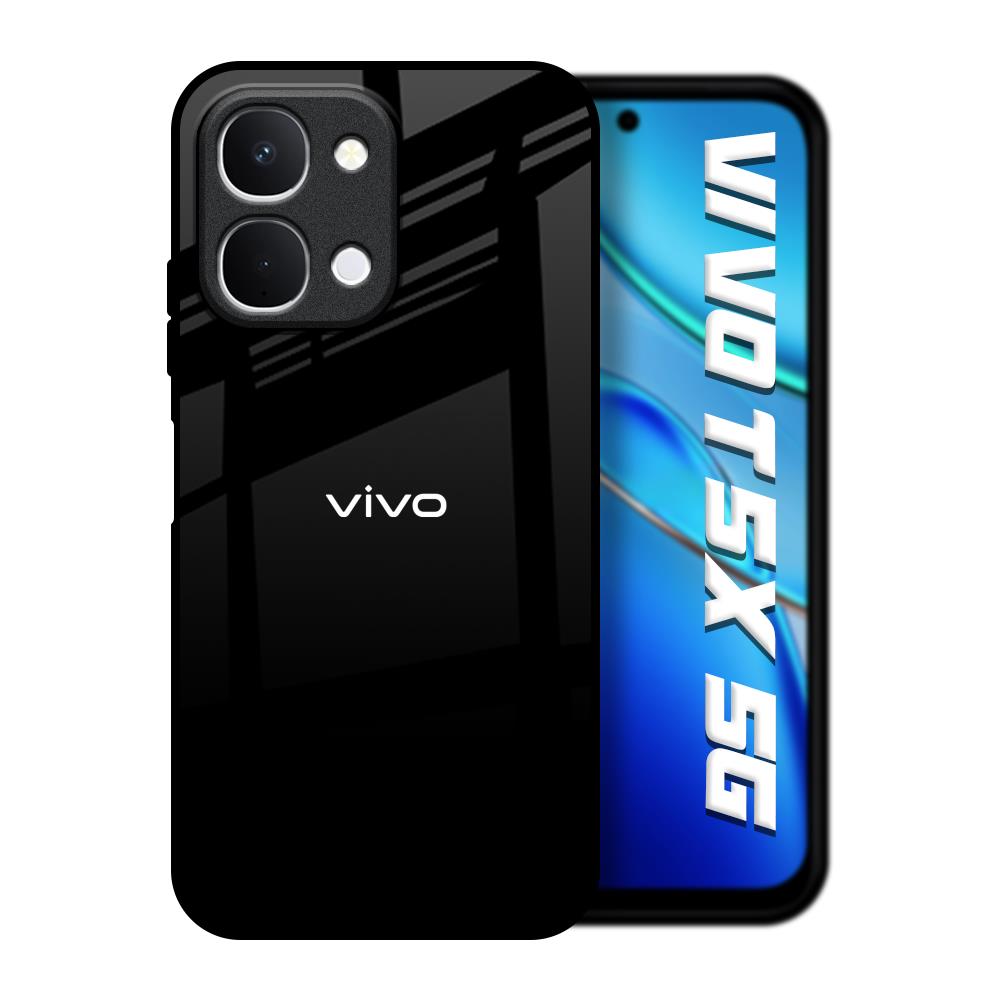 Jet Black Vivo T5x 5G Glass Back Cover Online
