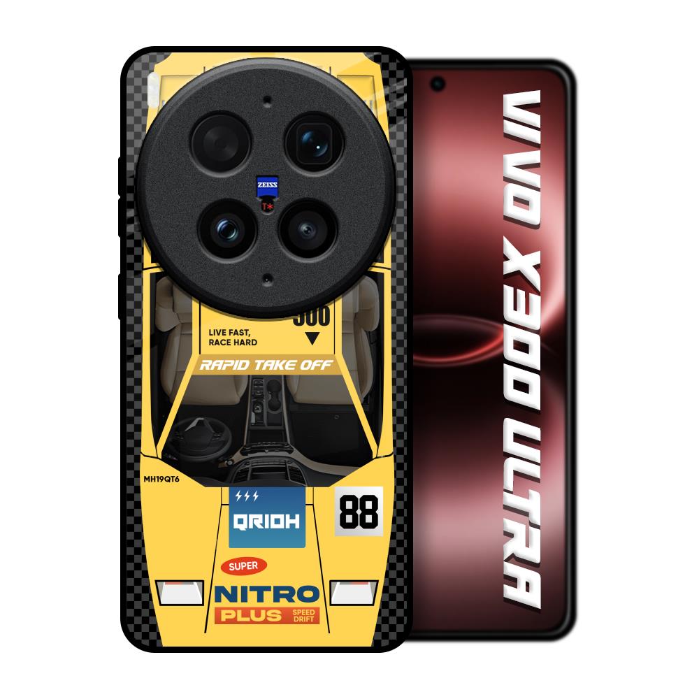 Yellow Racing Car Vivo X300 Ultra 5G Glass Back Cover Online