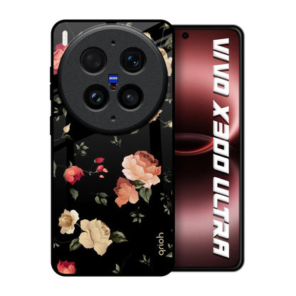 Black Spring Floral Vivo X300 Ultra 5G Glass Back Cover Online