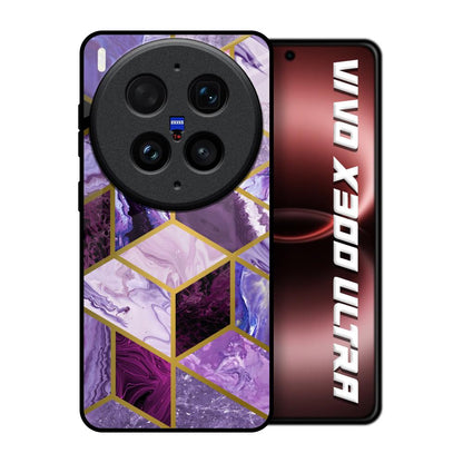 Purple Rhombus Marble Vivo X300 Ultra 5G Glass Back Cover Online