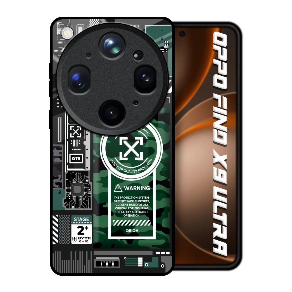 Green Camo Circuit Oppo Find X9 Ultra 5G Glass Back Cover Online