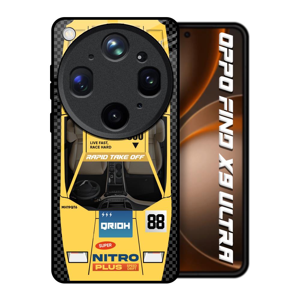 Yellow Racing Car Oppo Find X9 Ultra 5G Glass Back Cover Online
