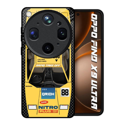 Yellow Racing Car Oppo Find X9 Ultra 5G Glass Back Cover Online