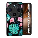 Tropical Leaves & Pink Flowers Oppo Find X9 Ultra 5G Glass Back Cover Online