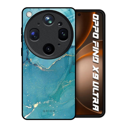 Blue Golden Glitter Oppo Find X9 Ultra 5G Glass Back Cover Online