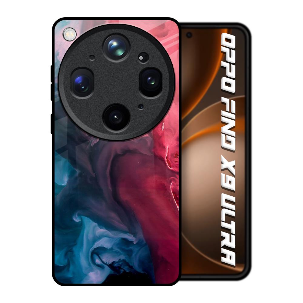 Blue & Red Smoke Oppo Find X9 Ultra 5G Glass Back Cover Online