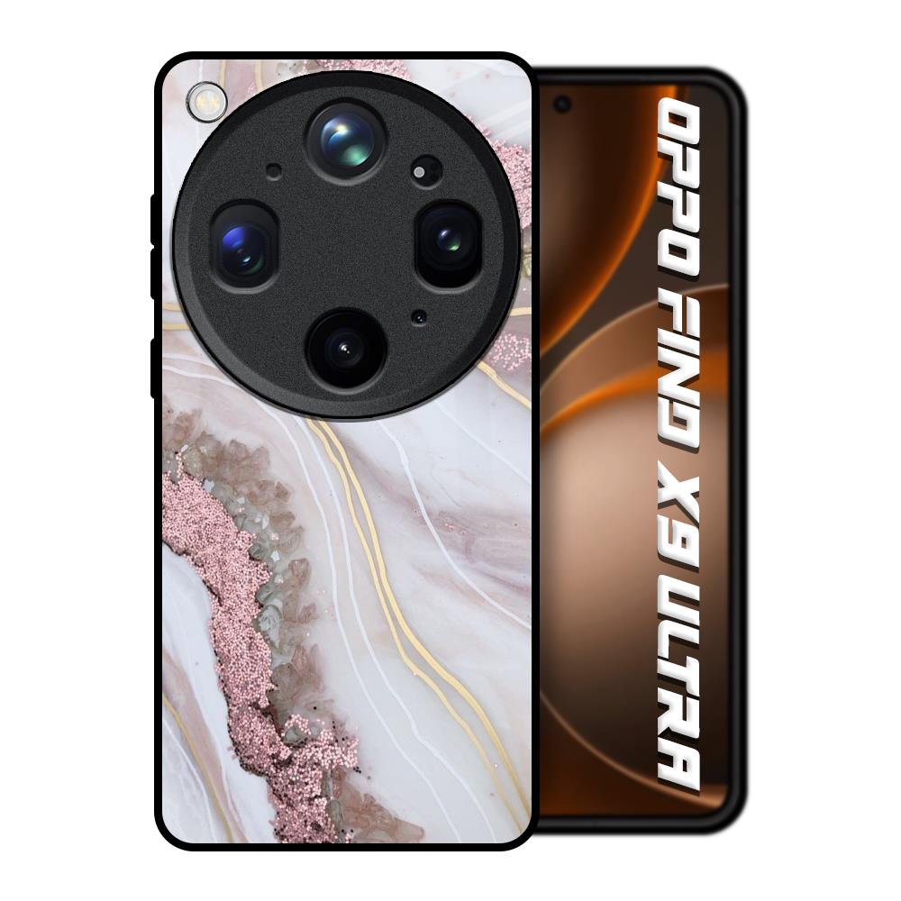 Pink & Gold Gllitter Marble Oppo Find X9 Ultra 5G Glass Back Cover Online
