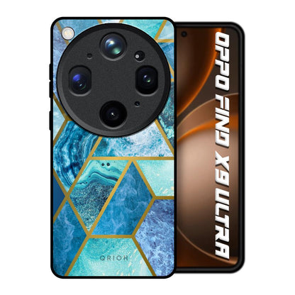 Turquoise Geometrical Marble Oppo Find X9 Ultra 5G Glass Back Cover Online