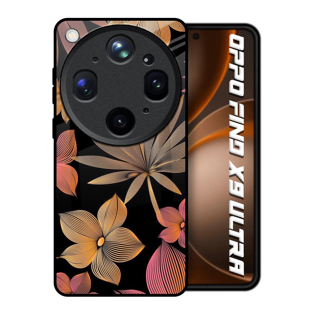 Lines Pattern Flowers Oppo Find X9 Ultra 5G Glass Back Cover Online