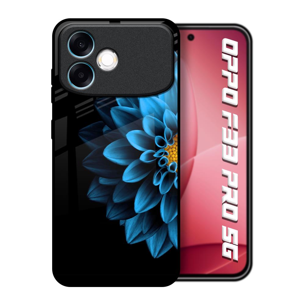 Half Blue Flower Oppo F33 Pro 5G Glass Back Cover Online