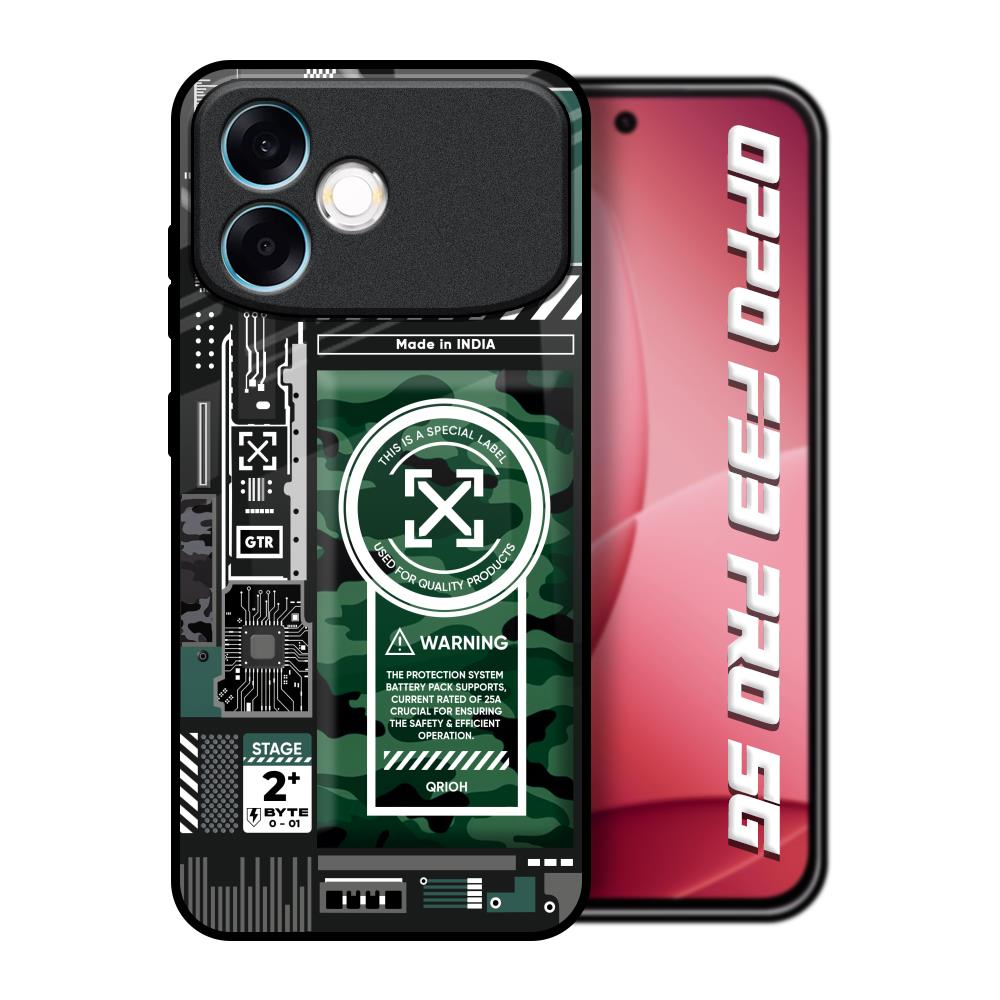 Green Camo Circuit Oppo F33 Pro 5G Glass Back Cover Online
