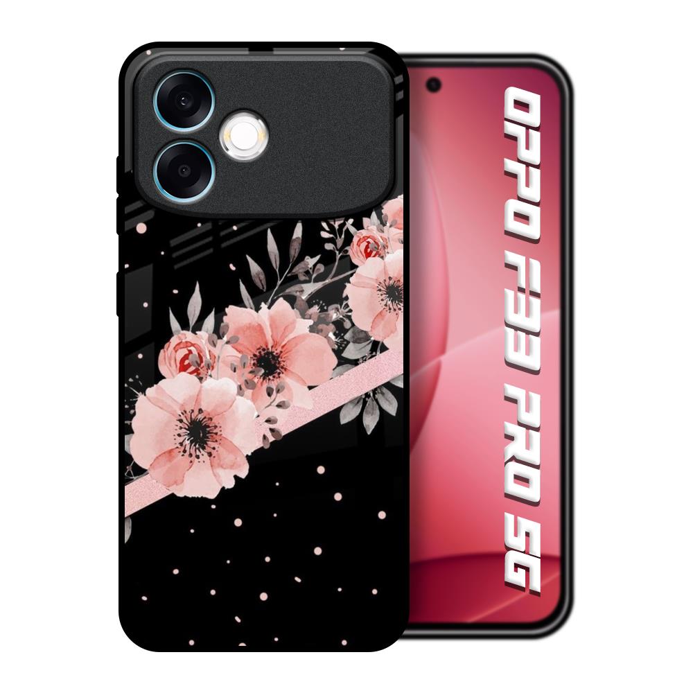 Floral Black Band Oppo F33 Pro 5G Glass Back Cover Online