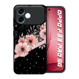 Floral Black Band Oppo F33 Pro 5G Glass Back Cover Online