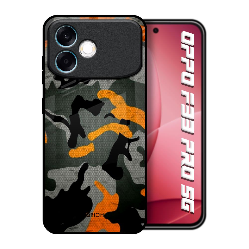 Camouflage Orange Oppo F33 Pro 5G Glass Back Cover Online