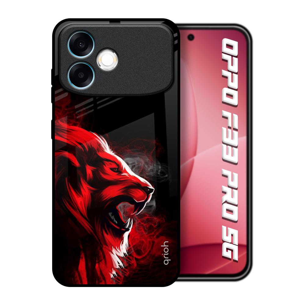 Red Angry Lion Oppo F33 Pro 5G Glass Back Cover Online