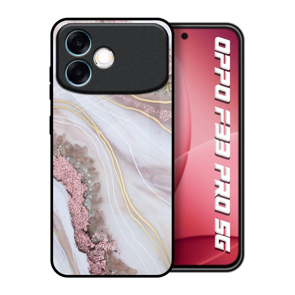 Pink & Gold Gllitter Marble Oppo F33 Pro 5G Glass Back Cover Online