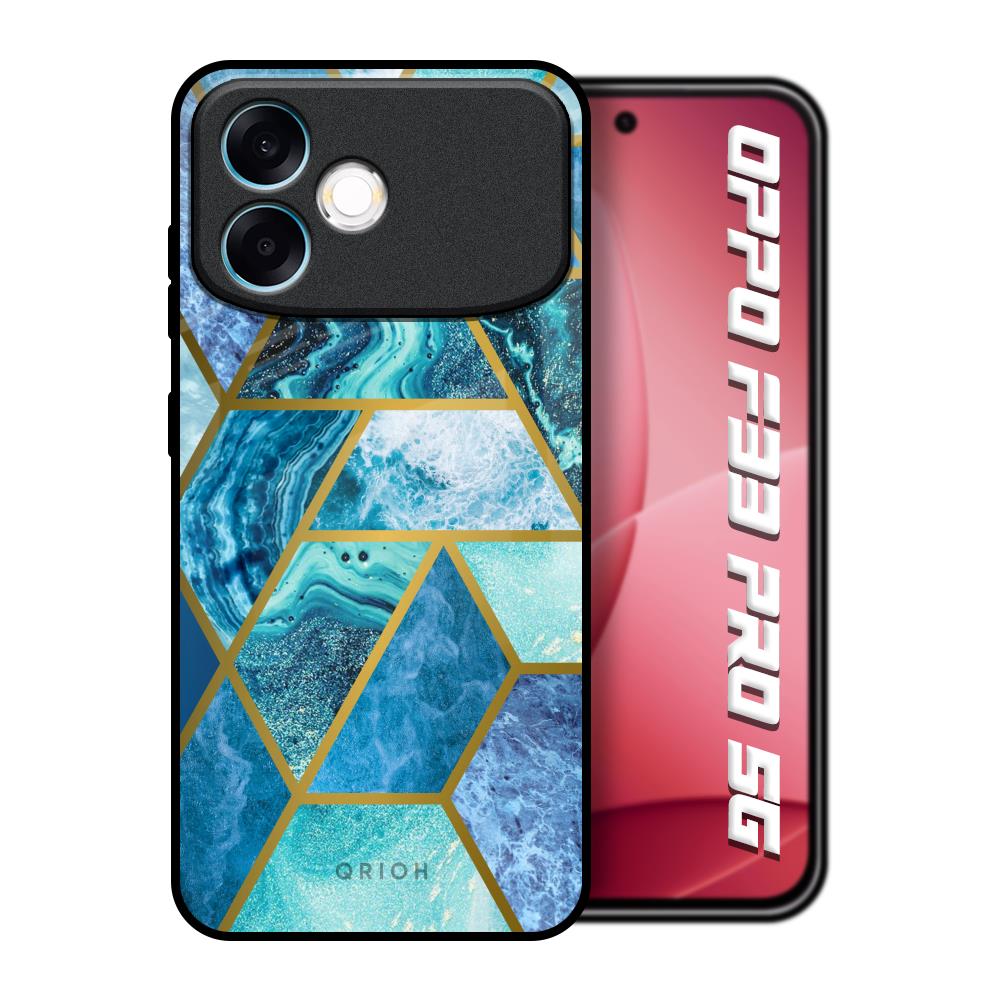 Turquoise Geometrical Marble Oppo F33 Pro 5G Glass Back Cover Online